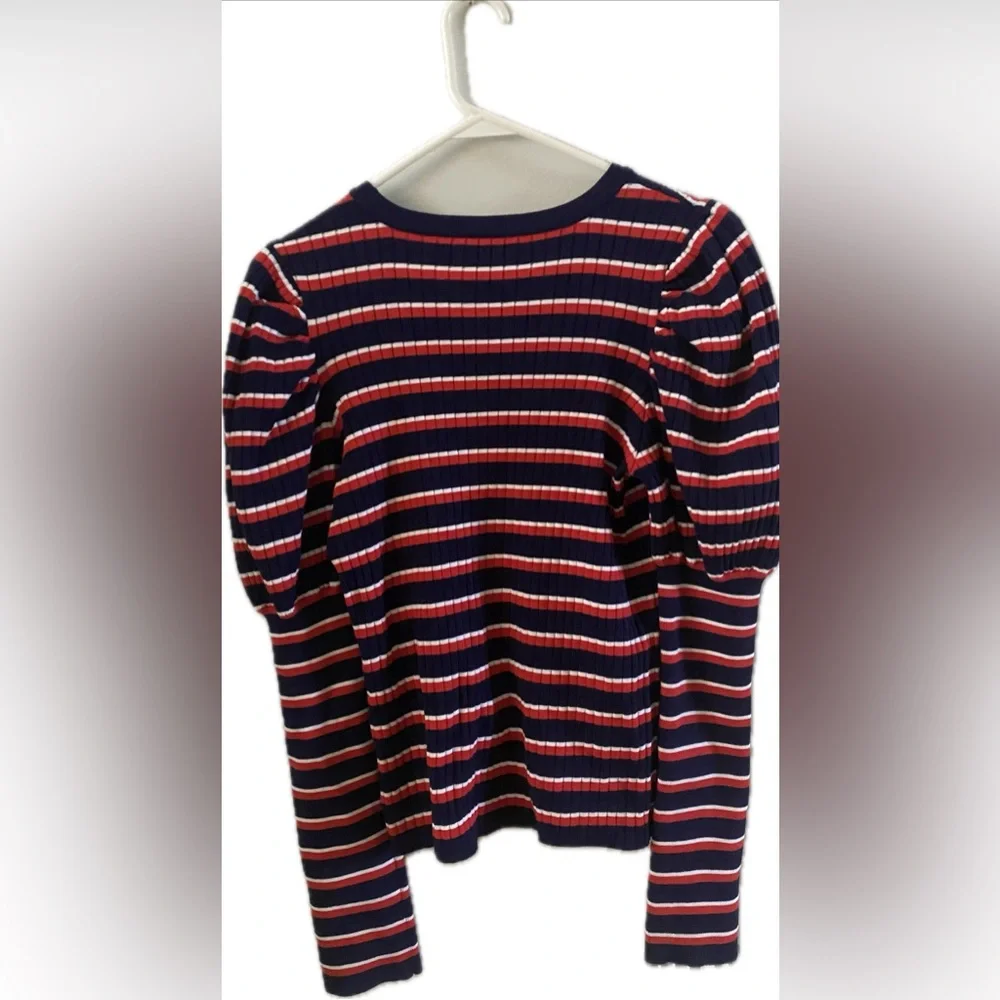 Lini Marla Striped Juliet Sleeve Esther Sweater Top Blue Red Stripe Med like new - Picture 5 of 14